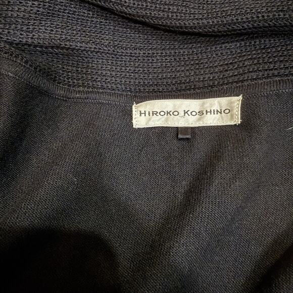 HIROKO KOSHINO Black Smocked Textured Cardigan Women's Size 40 US Small - Picture 6 of 10